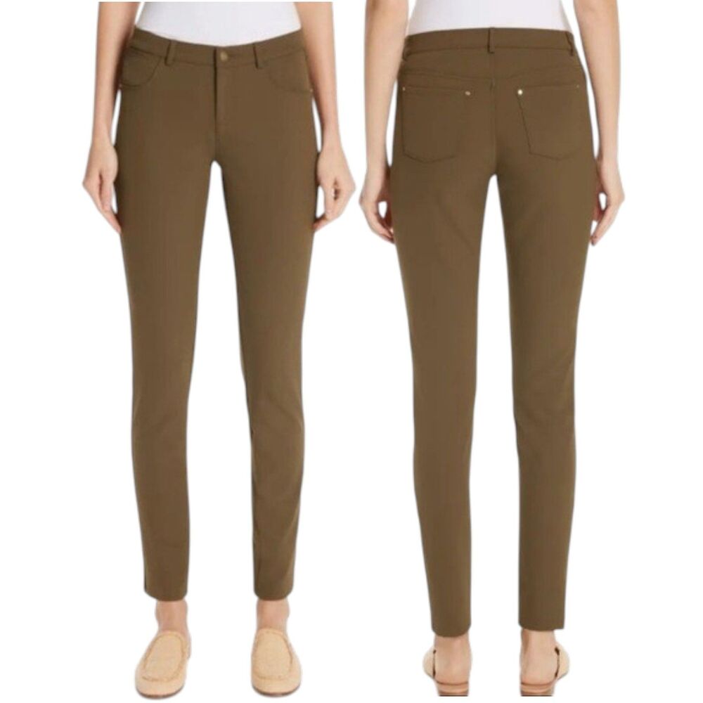 Lafayette 148 Mercer Skinny Ankle Pants Olive Green Size 10 Acclaimed Stretch